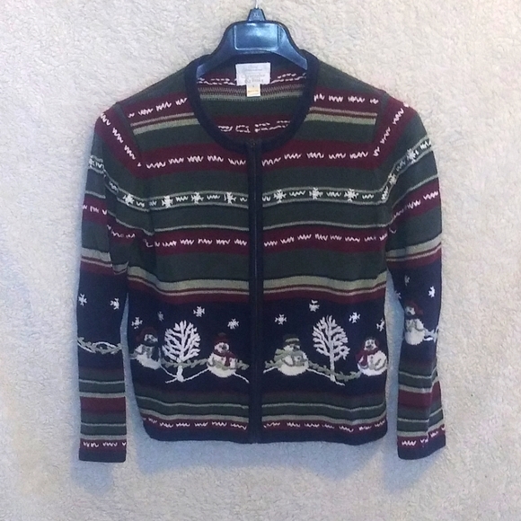 Christopher& banks snowman zip up sweater size small - Picture 1 of 2